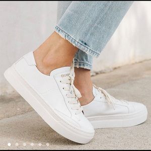 Soludos White Leather Platform Sneakers